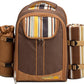 apollo walker Picnic Backpack Bag for 2 Person with Cooler Compartment, Detachable Bottle/Wine Holder, Fleece Blanket, Plates and Cutlery(2 Person, Brown)