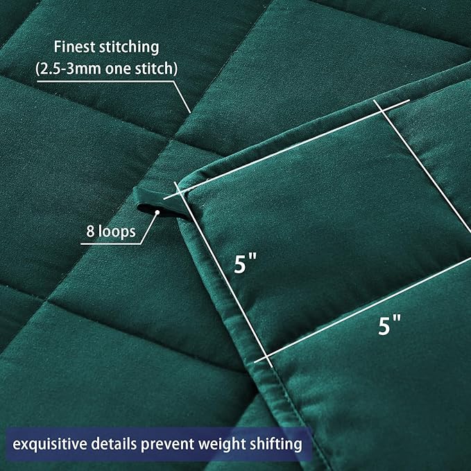 yescool Weighted Blanket for Adults (20 lbs, 60” x 80”, Dark Green) Cooling Heavy Blanket for Sleeping Perfect for 190-210 lbs, Queen Size Breathable Blanket with Premium Glass Bead, Machine Washable