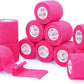 OK TAPE Self Adherent Cohesive Bandages Wrap - 12Packs, 2" x 5 Yards, Non-Woven Self Adhesive Bandage Wrap for Thumb, Finger, Wrist, Ankle, Vet Wrap Bandages Tape (Bright Pink)