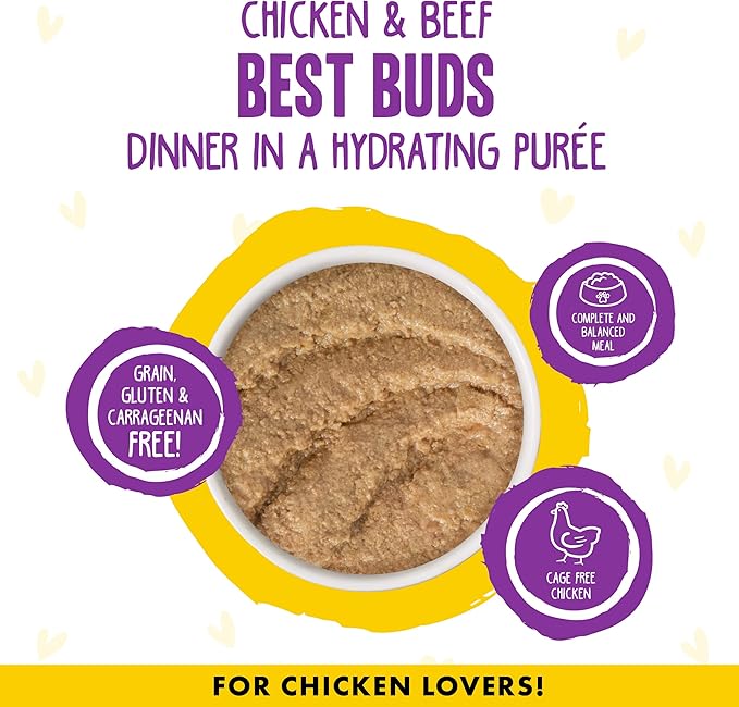 Weruva B.F.F. Play - Best Feline Friend Paté Lovers, Aw Yeah!, Chicken & Beef Best Buds with Chicken & Beef, 2.8oz Can (Pack of 12)