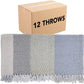 Arkwright Common Ground Bulk Blankets - Pack of 12 - Reversible 100% Cotton All Season Lightweight Couch Bed Throws for Wedding Guests, Travel, and Outdoor Events, 50 x 70 in, Diagonal