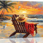 Beach Coastal Bathroom Pictures Wall Art, Seaside Ocean Bathroom Wall Decor, Sunrise Palm Framed Painting Canvas Artwork for Bedroom Living Room Decorations 24"L x 16"W