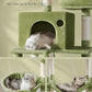 Feandrea Cat Tree, 81.1-Inch Large Cat Tower with 13 Scratching Posts, 2 Perches, 2 Caves, Basket, Hammock, Pompoms, Multi-Level Plush Cat Condo for Indoor Cats, Green UPCT190C01