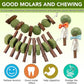 3 Pcs Bunny Chew Toys with 3 Pcs Rabbit Chew Lollipop for Teeth Grinding, Improve Dental Health, Treats for Rabbits Guinea Pigs Chinchillas Bunnies Hamsters