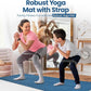 Robust Non-Slip Yoga Mat with Strap, 1/4" Thick TPE Eco-Friendly Workout Mat for Yoga with Position Lines and Texture Surface, Gym Mat for Women, Men, Pilates and Exercises Anti-Tear Sweat-Proof Exercise Mat