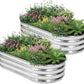 Galvanized Raised Garden Bed - 4×2×1ft (2 Packs) Planter Raised Beds for Gardening | Oval Metal Garden Planter Box with Safety Edging and Gloves for Vegetables Fruits and Flower - Silver