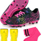 brooman Kids Firm Ground Soccer Cleats Girls Football Cleats with Shin Guards and Soccer Socks