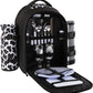 apollo walker Picnic Backpack Bag for 2 Person with Cooler Compartment, Detachable Bottle/Wine Holder, Fleece Blanket, Plates and Cutlery Set (2 Person, Black)