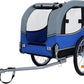 Blue-Grey Large Folding Bike Trailer for Dogs – Heavy-Duty Steel Frame, 66LB Capacity Pet Carrier for All-Terrain Cycling, Jogging & Camping Adventures!