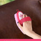 9PCS Horse Grooming Kit Curry Comb Sweat Scraper Horse Bathing Supplies Grooming Tools with Storage Bag Pink Garnet