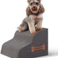 Dog Stairs for Small Dogs and Cats, 2 Steps Pet Stairs to Get on Couch Sofa and Chair, Indoor Non-Slip Balanced Portable Pet Step, High-Density Foam Ramp with Removable Washable Cover, Grey（11.8" H）