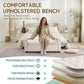 Ottoman with Storage, Tufted Storage Bench for Bedroom, 48" Fabrics End of Bed Bench, Upholstered Entryway Shoe Benches with Rolled Arm & Inner Zipper, Window Ottomans Chest with Rivets, Beige
