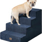 EHEYCIGA Dog Stairs for Bed 20" H, 4-Step Extra Wide Dog Steps for High Bed, Pet Steps for Small Dogs and Cats, Non-Slip Balanced Pet Ramp Indoor, Navy Blue