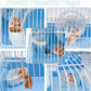 PINVNBY 2-Tier Dwarf Hamster Cage, Travel Portable Mouse Cage Gerbil Cages and Habitats Small Animal Carrier with Castle House Running Exercise Wheels, Water Bottle and Food Dish(Gray)