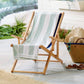 Great Bay Home 100% Cotton Velour 4 Pack Beach Towels 30" x 60" - Light Blue Cabana Stripe Pool Towels - Quick Dry, Large Swim Towels