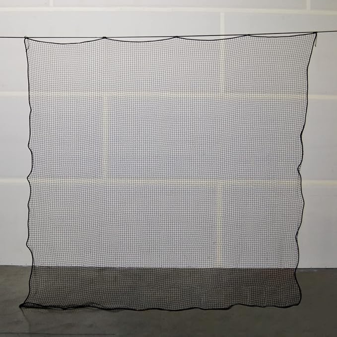 LFS 10x10x10 ft Golf Practice Cage Net with Pre-Installed Impact Baffle – Heavy-Duty #15 Knotted Nylon, 125 lb Break Strength – Frame Not Included