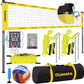 Portable Outdoor Volleyball Net Set System for Backyard Beach with Heavy Duty Poles, Durable Net, PU Volleyball & Pump, Carry Bag