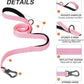 TwoEar 4FT 1IN Strong Pink Dog Leash with 2 Padded Handles, Traffic Handle Extra Control, Comfortable Soft Dual Handle, Auto Lock Hook, Reflective Walking Lead for Small Medium and Large Dogs