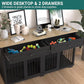 Large Dog Crate with Double Rooms, 72" Heavy Duty Wooden Dog Cage Furniutre Dog Crate Kennel w/Drawers & Removable Divider,Indoor Luxury Dog House for Large Dogs,Black