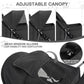 MoNiBloom Foldable Pet Stroller with Weather Cover, 3 Wheels Pet Strolling Cart for Small/Medium Dogs and Cats with Storage Basket and Cup Holder, Breathable and Visible Mesh for All-Season, Black