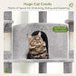 Globlazer Corner Cat Tree Tower for Indoor Cats, 51in Multi-Level Cat Condo Tower with Large Hammock, 7 Sisal Scratching Posts, Oversized Top Perch, Spacious Cat Cave, Hanging Basket, C51, Light Gray
