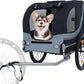 Blue-Grey Large Folding Bike Trailer for Dogs – Heavy-Duty Steel Frame, 66LB Capacity Pet Carrier for All-Terrain Cycling, Jogging & Camping Adventures!