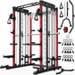 Smith Machine for Home Gym, Multi-Function M12 Power Cage with Cable Crossover System, Squat Rack with Smith Bar and More Attachment