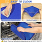 Silicone Pet Feeding Mat with Raised Edge for Food and Water, Dog Bowl Mats, Cat Bowls Placemat with High Lip for Floor Waterproof, Rubber Tray for Cats and Dogs 19 x 12 x0.7 Navy Blue