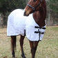 TuffRider Comfy Mesh Fly Sheet | UV Protection Horse Sheet, Standard Neck, 130 Grams Breathable Polyester Mesh - White - 48