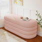 Storage Ottoman Bench 49.2 Inch Upholstered Fabric Storage Bench for Bedroom End of Bed Aesthetic Large Oval Ottoman for Living Room Entryway (Pink)