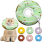 Cat Cone Collar Soft, Adjustable Cat Recovery Collar Kitten Cones to Stop Licking, Cute Donut E Collar After Surgery, Cats Neck Pillow Cone Elizabethan Cones of Shame (Waterproof Green, Medium)