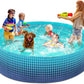 Jasonwell Foldable Dog Kiddie Pool - Hard Plastic Kids Paddling Pool Toddler Baby Swimming Pools for Backyard Collapsible Whelping Box Pet Doggie Cats Wading Pools Bathtub for Puppy Large Dogs 97In