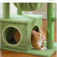 Cactus Cat Tree, 47.6" Cat Tower with 2 Metal Frame Hammock, Cat Scratching Post for Indoor Cats with 2 Removable Pompom Sticks for Kittens, Green