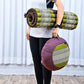 Leewadee Meditation Cushion Set – 1 Round Zafu Meditation Pillow and 1 Square Roll-Up Zabuton Meditation Mat, Pillows Bundle Filled with Kapok