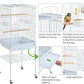 Yaheetech Play Open Top Parrot Bird Cages for Sun Parakeet Cockatiel Green Cheek Conure Lovebird w/Detachable Rolling Stand, White
