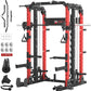 Smith Machine Home Gym with Aluminum Pulley Set- 2000lbs Capacity All-in-One Power Rack with Cable Crossover, Pull-Up Bar & Dip Station, Includes 18 Attachments, P107 Anvil