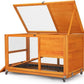 COZIWOW Fashionable Wood 36Inches Rabbit Hutch Indoor with Wheels Bunny Cage Outdoor Fashion Rabbit Cage with Clean Tray, Openable Roof, Anti-Slip Ramp for Small Bunny Rabbit (Orange)