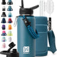 Insulated Water Bottle | Thickened Stainless Steel Vacuum Metal | Portable Sports Water Jug for Gym and Hiking with Straw, Carrier Bag, Handle Strap | BPA-Free 32 oz