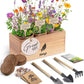 Wildflower Seed Mix Growing Kit - Includes Perennial & Annual Wild Flowers, Burlap Planters, Soil, Wooden Box, and Gardening Tools for Indoor Garden and Patio Planting