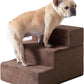 EHEYCIGA Dog Stairs for Small Dogs 13.5" H, 3-Step Dog Steps for Couch Sofa and Chair, Pet Steps for Medium Cats, Non-Slip Balanced Pet Ramp Indoor, Brown