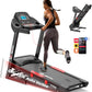 Treadmills for Home, Folding Treadmill with Auto Incline, 300 LBS Capacity, 8MPH or 10MPH Max Speed, Double Deck Shock-Absorbing Running Machine with Bluetooth, App, 64 Programs, Pulse Monitor