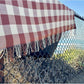 Picnic Blanket Extra Large Waterproof with Strap 59"x79" - Machine Washable Tassels Faux Wool Cashmere for Park, Grass, Camping, Hiking, Concerts (Latte with white shoulder strap, 59"X79")