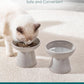 vancasso Ceramic Elevated Cat Bowls 2-Pack - 6.2" Extra Wide Raised Cat Food & Water Dishes, 5.1" Optimal Height Anti-Whisker Fatigue Shallow Bowls for Cats/Kittens/Dogs, Lead & Cadmium Free (Grey)