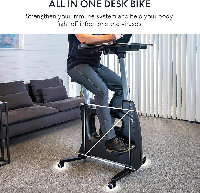 FLEXISPOT Exercise Bike with 2D Desktop, Space Saving Under Desk Bike with Removable Desk, Stationary Bikes Indoor Bikes with 300LBS Heavy Duty 8-Level Resistance Flywheel Optional LCD, V9PRO/V9MAX