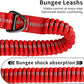 Heavy Duty Bungee Dog Leashes, 4-6FT Shock Absorbing Tactical Dog Leash with 2 Padded Handles, Metal Carabiner Clip, No Pull Reflective Dog Leash for Medium Large Dogs (Red)