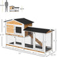 PawHut 62" Rabbit Hutch, Wooden Bunny Hutch, Guinea Pig Cage, Small Animal Enclosure with Run Area, Removable Tray, Asphalt Roof, Lockable Doors and Ramp, Nature Wood
