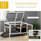 PawHut Wooden Rabbit Hutch, Indoor Elevated Guinea Pig Cage with Run, Ladder, Lockable Doors and Removable Tray, Coffee