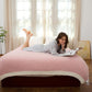 Snuggle Sac Heather Pink Throw Blanket for Couch, Reversible Super Soft Blankets Warm Cozy Knit Fuzzy Plush Lightweight Throws for Sofa, Bed, Camping,Heather Pink, 60x80