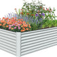 Domi Raised Garden Beds Outdoor, 8x4x2ft Thickening Tall Metal Rectangular Deep Root Box Planter for Vegetables, Flowers, Herbs, and Succulents 2" Deep w/ 456 Gallon Capacity - Silvery