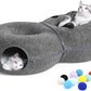 8-Shaped Large Cat Tunnel Bed for Indoor Cats, Infinite Circulation Peekaboo Cat Cave with 12 Toy Balls, Cat Donut Tunnel for Cats up to 30 Pounds (Dark Grey, L 38x24x11in)